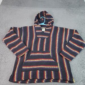 Sunspecs Hoodie Mens Medium Multicolor Striped Baja Pullover Knit Sweatshirt